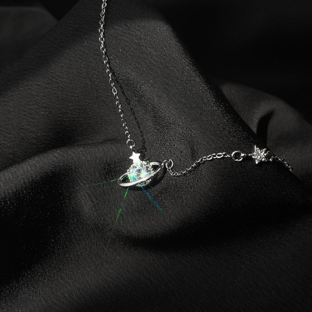 NEW Silver/Gold Shiny Planet-shape Necklace - Picture 2 of 9